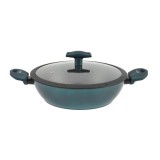 Cratita joasa din Aluminiu cu Strat Antiderapant si Capac de Sticla Sea Line 28 cm, pentru Inductie Handy KitchenServ