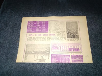 ZIARUL SPORTUL SUPLIMENT FOTBAL 6 DECEMBRIE 1985 foto