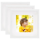 Rame foto cutie 3D, 3 buc., alb, 28x28 cm, pentru foto 20x20 cm