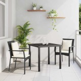 VidaXL Set de Masă de Grădină 3 pcs Negru 80 x 80 x 73 cm Rattan PE