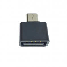Adaptor OTG USB 2.0 mama la microUSB tata, alimentare, conectare si transfer de date, negru