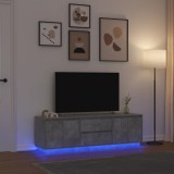 vidaXL Dulap TV cu lumini LED Gri beton 160,5x41x50 cm