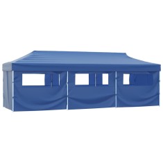vidaXL Cort petrecere pliabil cu 8 pereți laterali, albastru, 3 x 9 m