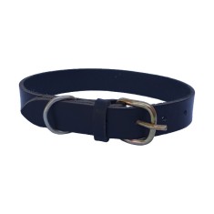 Zgarda pentru caini, piele naturala neagra 60 x 2.5 cm, ajustabila 39-49 cm