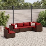Cumpara ieftin Gossi set mobilier de gradina cu perne, 6 piese, maro, poliratan