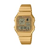 Ceas Unisex Casio Vintage Edgy A130WEG-9AEF, Digital, Curea Aluminiu, Rezistent Apa