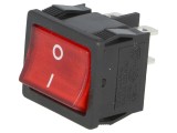 &Icirc;ntreupător ROCKER DPST 6A/250VAC cu iluminare roșie - R13-33-AC