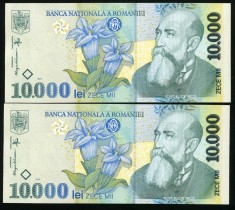q541 PERECHE CONSECUTIVA 10000 LEI 1999 NECIRCULATA UNC