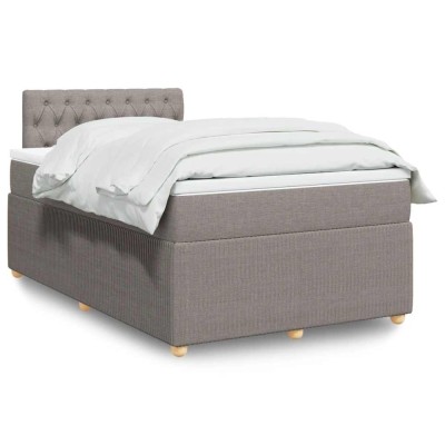vidaXL Pat box spring cu saltea, gri taupe, 120x200 cm, textil 3289734 foto