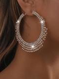 Cercei Lady Mirelli Aurii Eleganti cu Strasuri, Lungime 6 cm, Aliaj Metalic
