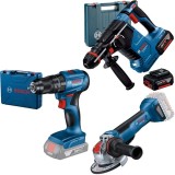 Bosch GBH 187-LI One Chuck + GSB 185-LI + GWX 18V-10 P X-LOCK - Rotopercutor SDS-Plus 2.4 J valiza plastic + Masina de gaurit si insurubat cu percutie