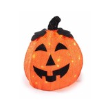 Dovleac Halloween poliester portocaliu negru cu leduri &Oslash; 33 cm x 38 H