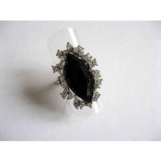 Inel cu cristal negru, inel reglabil 23027