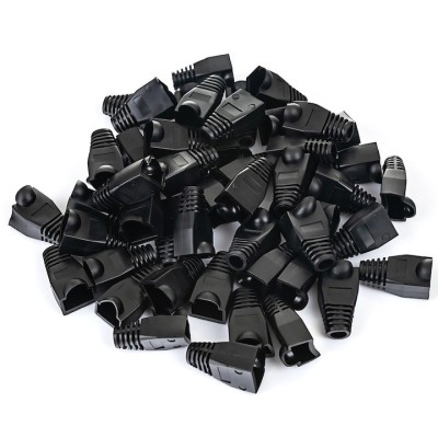 Set 100 bucati manson de protectie pentru mufe internet, RJ 45, negru foto