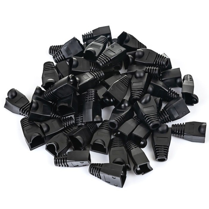 Set 100 bucati manson de protectie pentru mufe internet, RJ 45, negru