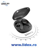 Casti wireless HiFuture Sonic Core, TWS, Anulare activa a zgomotului (ANC), Apeluri clare cu 4 Microfoane, BT 5.4, Baterie 30h, Grey