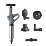Pompa cu Aer Comprimat pentru Desfundat Tevi Infundate de Chiuveta, Cada, Dus, WC, 5 Accesorii, Pompa, ABS/otel