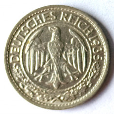 GERMANIA 50 REICHPFENNIG 1936 G VF++XF