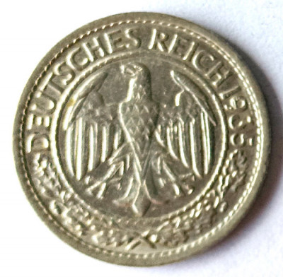 GERMANIA 50 REICHPFENNIG 1936 G VF++XF foto