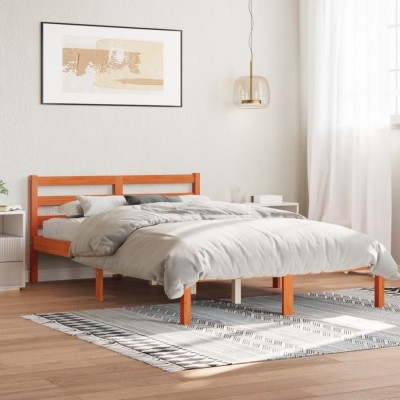 vidaXL Cadru de pat fără saltea, maro ceruit 150x200 cm lemn masiv pin 844146 foto