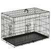 Cusca de transport pentru animale cu 2 usi cu inchidere de siguranta dubla, fir de otel si ABS 76&times;46&times;52cm Negru PawHut | Aosom Romania