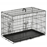 Cusca de transport pentru animale cu 2 usi cu inchidere de siguranta dubla, fir de otel si ABS 76&times;46&times;52cm Negru PawHut | Aosom Romania