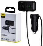 MODULATOR AUTO FM Baseus T-Typed, BT 4.2, 2 x USB 5V/3.4A max, 12V-24V, frecv FM: 87,5-108.0MHZ, format MP3/WAV/FLAC/APE/WMA,answer/reject/hang up/red