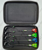 Set 4 Swingere Pescuit MKM2 cu Iluminare LED, Greutate Culisanta 60g + Penar Transport Avertizori