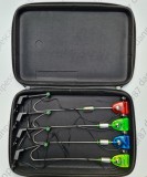 Set 4 Swingere Pescuit MKM2 cu Iluminare LED, Greutate Culisanta 60g + Penar Transport Avertizori
