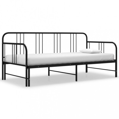 vidaXL Cadru pat canapea extensibilă, negru, 90 x 200 cm, metal foto