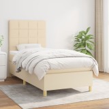 VidaXL Pat box spring cu saltea, crem, 90x200 cm, textil 3142310