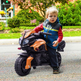 HOMCOM Motocicleta Electrica pentru Copii 18-48 Luni cu Faruri si Claxon, Viteza 3km/h, Motocicleta pentru Copii de 6V din PP si Metal, 88.5x42.5x49 c, Portocaliu
