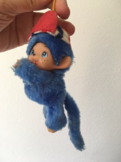 Monchhichi albastru, maimutica maimuta jucarie plus cu clema, 10 cm foto