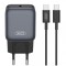 Incarcator Retea Cu Cablu USB-C XO Design L155, 30W, 3A, 1 x USB-C, Negru