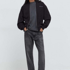 Tommy Jeans hanorac de bumbac bărbați, culoarea negru, uni DM0DM18406