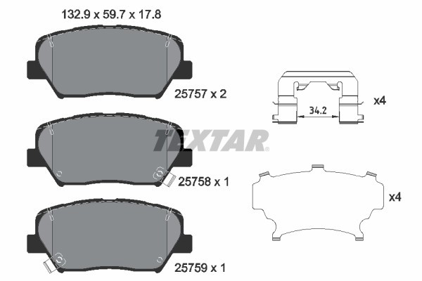 TEXTAR 2575701 set placute frana,frana disc