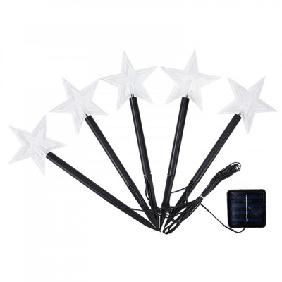 Set 5 Lampi solare LED de exterior Tip Stea pentru gradina Flippy, 35.5 cm, Alb Cald foto