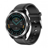 Smartwatch STAR X3 Silver cu bratara neagra din piele, 1.3 Full Touch, EKG, Saturatie oxigen, Ritm cardiac, Presiune sanguina, IP68