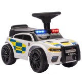 AIYAPLAY Mașinuță cu &icirc;mpins pentru copii, Poliție, cu muzică, lumină, protecție anti-răsturnare &amp; spațiu de depozitare sub șa 18&ndash;36 luni Wei&szlig; | Aosom