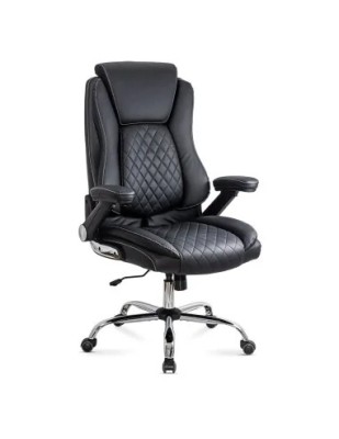 Scaun directorial OFF 651, piele ecologica, robust, cadru metalic, mecanism balans, 120 kg foto