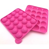 Forma Cake Pops si Bomboane de Ciocolata pentru Candy Bar, 20 de Bile de 3.7cm cu Bat Inclus, din Silicon Tratat Non Toxic, Roz, 18 x 22.5cm CBD CORAL