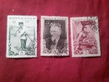 Serie mica URSS 1935 - 60 Ani Kalinin , 3 valori stampilate