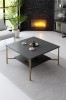 Masuta Cafea Negru Auriu Bexley Gold Line 80x80 PAL Melaminat Metal Modern Living