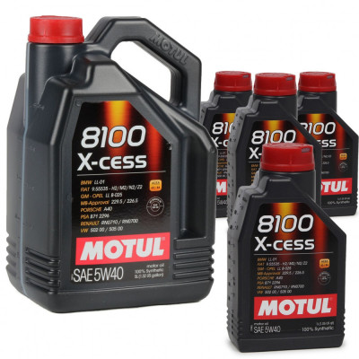 Set Ulei Motor Motul 8100 X-Cess 5W-40 5L 102870 + 4 Buc Ulei Motor Motul 8100 X-Cess 5W-40 1L 102784 foto