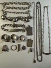 LOT BIJUTERII ARGINT 925 - Bune - Pt folosit sau topit - 162g. - Doar 5lei/gr. ! foto