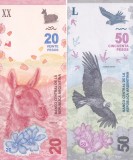 Bancnota Argentina 20 si 50 Pesos 2017/18 - PNew UNC ( set x2 )