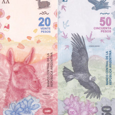 Bancnota Argentina 20 si 50 Pesos 2017/18 - PNew UNC ( set x2 )