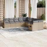 vidaXL Set canapele de grădină cu perne, 10 piese, bej, poliratan 3253046