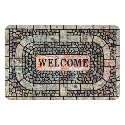 Covoraș Ușă Model Pietre, Welcome, Cauciuc Mocheta, 60x40cm foto