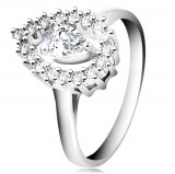 Inel din argint 925, contur de picătură cu un zirconiu transparent &icirc;n formă de lacrimă - Marime inel: 56